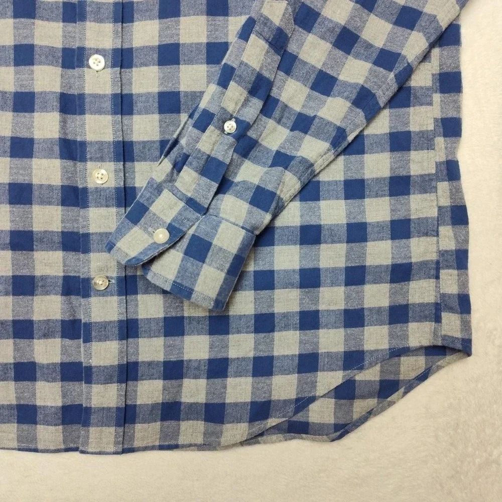 Vineyard Vines Shirt Mens Medium‎ Blue Check Flannel Slim Long Sleeve Button Up
